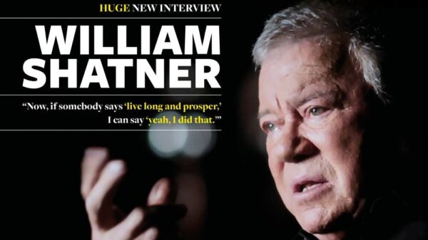 William Shatner as the cover star of Film Stories magazine Issue 50