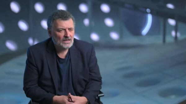 Steven Moffat on the TARDIS set